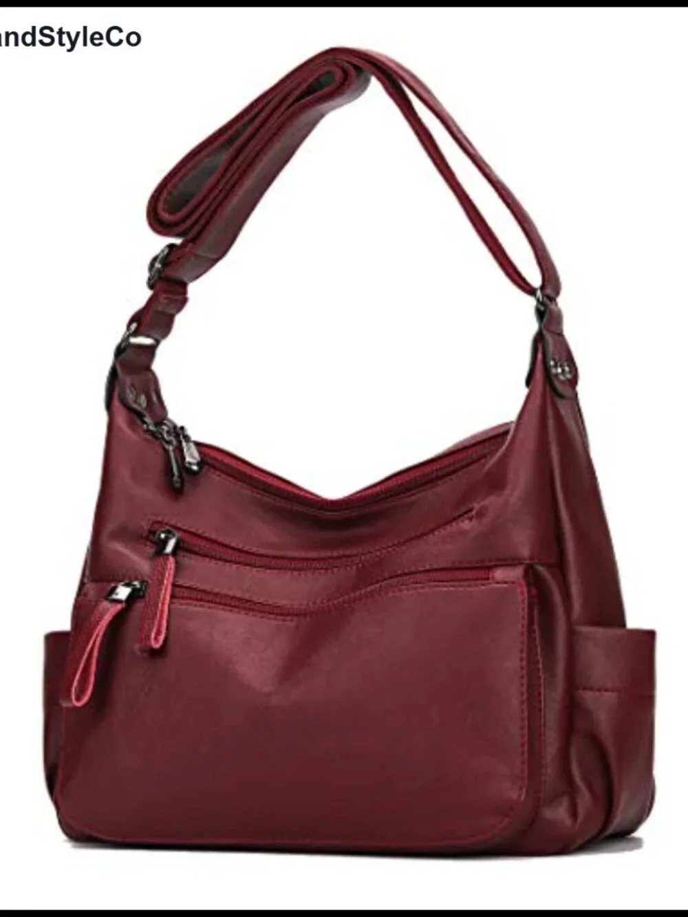 Women's Crossbody Hobo Bag Soft PU Leather Multi Pocket Shoulder Handbag Purse